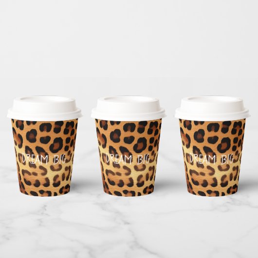 Bruin Zwart Gouden Luipaard Print Papieren Bekers (Multi)
