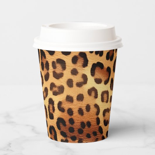 Bruin Zwart Gouden Luipaard Print Papieren Bekers (Achterkant)