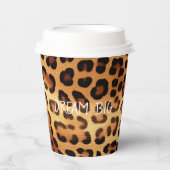 Bruin Zwart Gouden Luipaard Print Papieren Bekers (Voorkant)