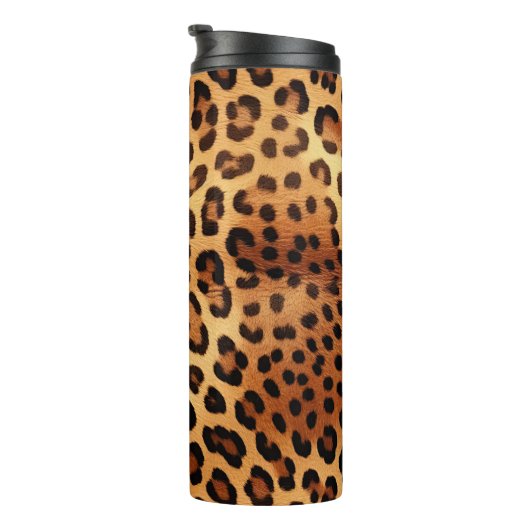 Bruin Zwart Gouden Luipaard Print Thermosbeker (Geroteerd rechts)