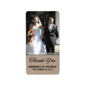 Bruin & Zwart Huwelijk Custom Foto Dank u Label (Voorkant)