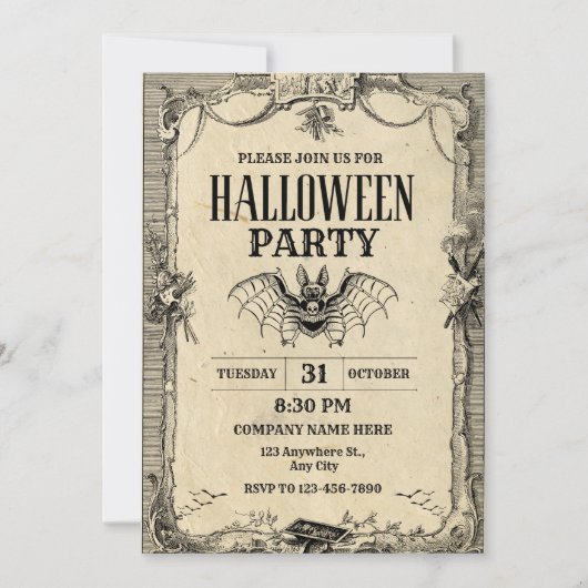 Bruin Zwart Kantoor Party Halloween Kaart (Voorkant)
