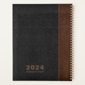 Bruin Zwart leder Custom Diary Tekst Planner (Achterkant)