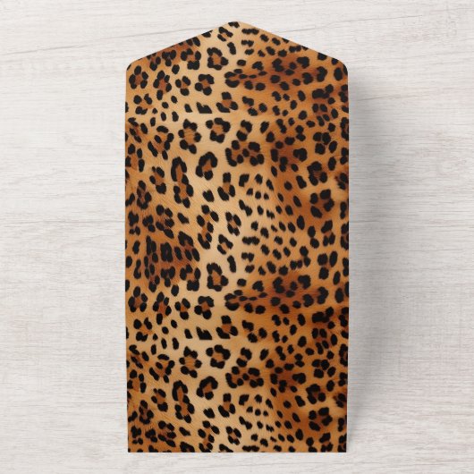 Bruin Zwart Luipaard Dierenprint All In One Uitnodiging (Buitenkant)