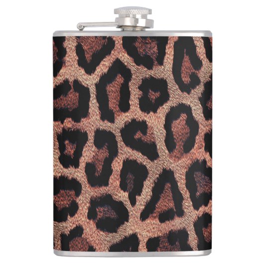 Bruin Zwart Luipaard Dierenprint Heupfles (Voorkant)