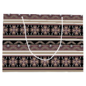 Bruin zwart Mexicaans ornament strepen Groot Cadeauzakje (Achterkant)