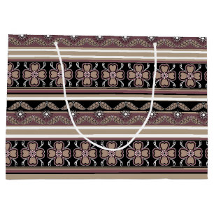 Bruin zwart Mexicaans ornament strepen Groot Cadeauzakje