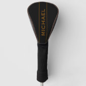 Bruin & zwart Monogram en naam gepersonaliseerd  Golfheadcover (Voorkant)