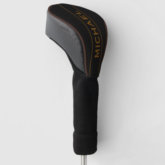 Bruin & zwart Monogram en naam gepersonaliseerd  Golfheadcover (Schuin)