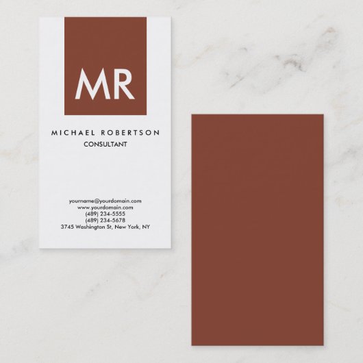 Bruin zwart monogram van hoge kwaliteit Elegant un Visitekaartje (Voorkant / Achterkant)