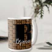 Bruin Zwart Monogram Wit Script Naam Modern Koffiemok