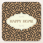 Bruin zwart naadloos monogram patroon Onderzetters (Voorkant)