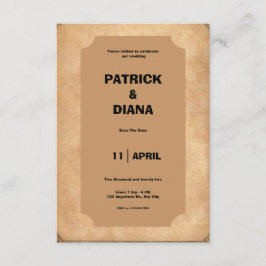 Bruin & Zwart Retro Vintage Trouw Uitnodiging Informatiekaartje
