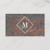 Bruin Zwart Rust Metallic Textuur Monogram Initiaa Visitekaartje (Voorkant)