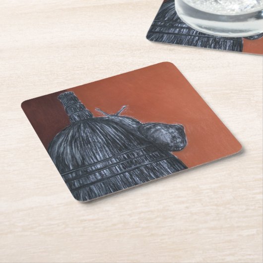 Bruin Zwart Rustiek Art Custom Vierkante Onderzett Kartonnen Onderzetters (Schuin)