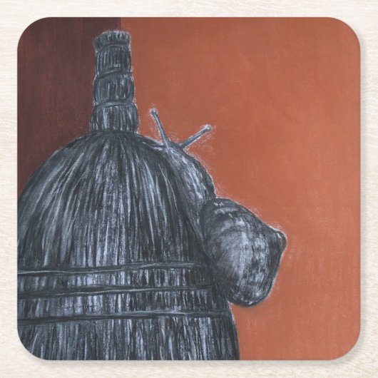 Bruin Zwart Rustiek Art Custom Vierkante Onderzett Kartonnen Onderzetters (Voorkant)