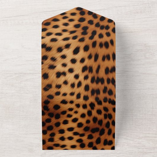 Bruin Zwart Safari Cheetah Leopard Dier All In One Uitnodiging (Buitenkant)