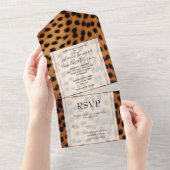 Bruin Zwart Safari Cheetah Leopard Dier All In One Uitnodiging (Afscheurbaar)
