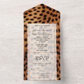 Bruin Zwart Safari Cheetah Leopard Dier All In One Uitnodiging (Binnen)