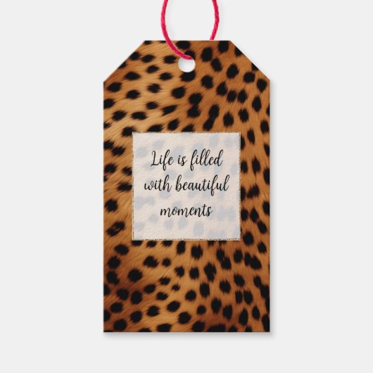 Bruin Zwart Safari Cheetah Leopard Dier Cadeaulabel (Voorkant)