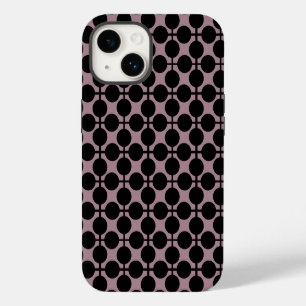 bruin zwart stippen geruit patroon mode iPhone 14 hoesje