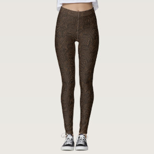 Bruin & Zwart  Tiki Patroon Leggings