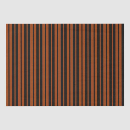 Bruin Zwart Verticaal Streepjespatroonontwerp Tissuepapier (Voorkant)