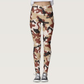 Bruin, zwart wit en beige camouflage leggings (Voorkant)