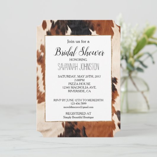 Bruin Zwart Wit Faux Koeienhuid Kaart (Staand voorkant)