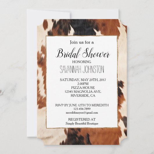 Bruin Zwart Wit Faux Koeienhuid Kaart (Voorkant)