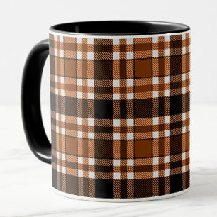 Bruin Zwart Wit Flanel Schotse Ruit Patroon Ontwer Mok