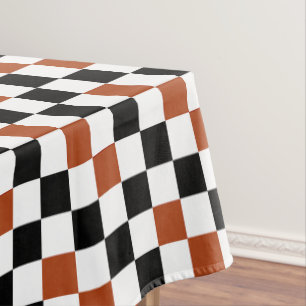 Bruin Zwart Wit Geruit Patroon Ontwerp  Tafelkleed