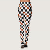 Bruin Zwart Wit Geruit Patroonontwerp  Leggings (Achterkant)
