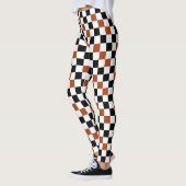Bruin Zwart Wit Geruit Patroonontwerp  Leggings (Links)