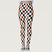 Bruin Zwart Wit Geruit Patroonontwerp  Leggings (Voorkant)