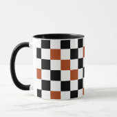 Bruin Zwart Wit Geruit Patroonontwerp Mok (Links)