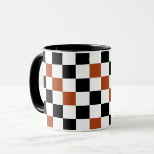 Bruin Zwart Wit Geruit Patroonontwerp Mok