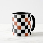 Bruin Zwart Wit Geruit Patroonontwerp Mok (Voorkant rechts)