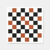 Bruin Zwart Wit Geruit Patroonontwerp Servet (Voorkant)
