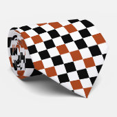 Bruin Zwart Wit Geruit Patroonontwerp  Stropdas (Opgerold)
