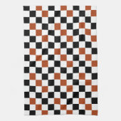 Bruin Zwart Wit Geruit Patroonontwerp Theedoek (Verticaal)