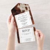 Bruin Zwart Wit Koeienhuid All In One Uitnodiging (Afscheurbaar)