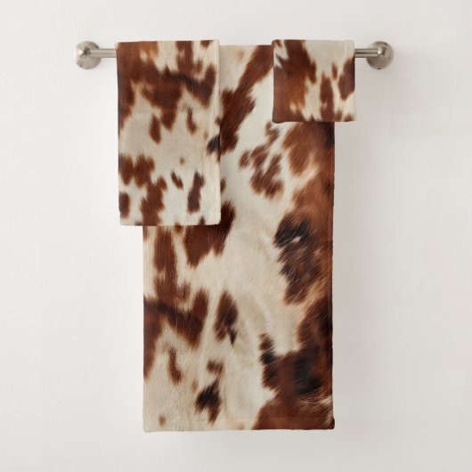 Bruin Zwart Wit Koeienhuid Bad Handdoek (Insitu)