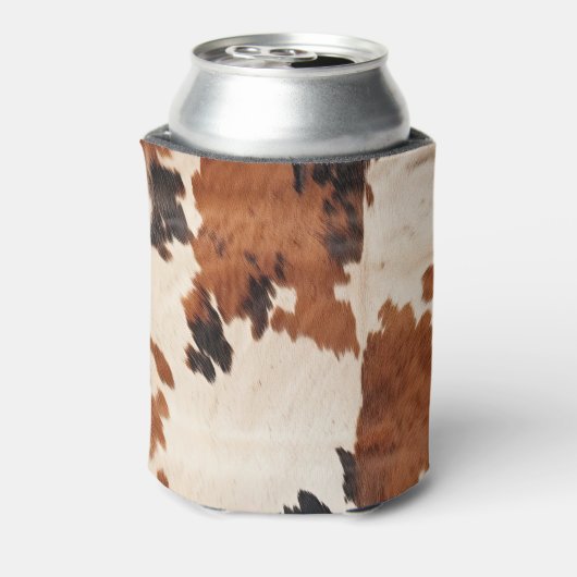 Bruin Zwart Wit Koeienhuid Blikjeskoeler (Blikje Achterkant)