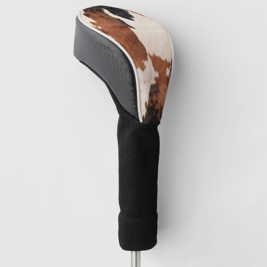 Bruin Zwart Wit Koeienhuid Golfheadcover (Schuin)