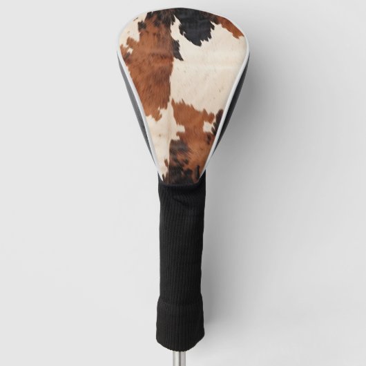 Bruin Zwart Wit Koeienhuid Golfheadcover (Voorkant)