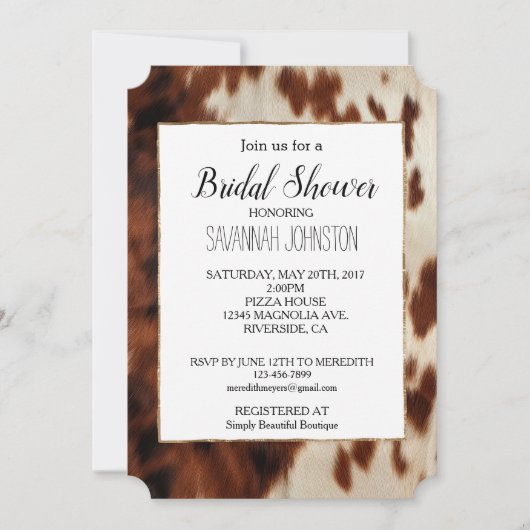 Bruin Zwart Wit Koeienhuid Kaart (Voorkant)