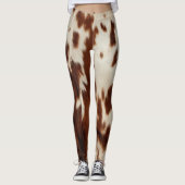 Bruin Zwart Wit Koeienhuid Leggings (Voorkant)