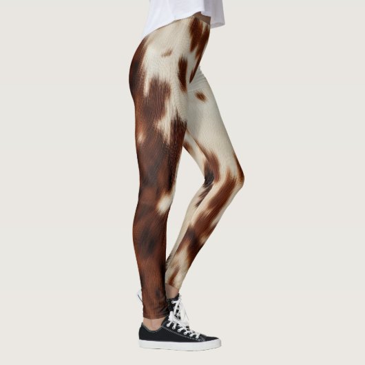 Bruin Zwart Wit Koeienhuid Leggings (Rechts)
