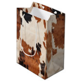 Bruin Zwart Wit Koeienhuid Medium Cadeauzakje (Voorkant Gekanteld)